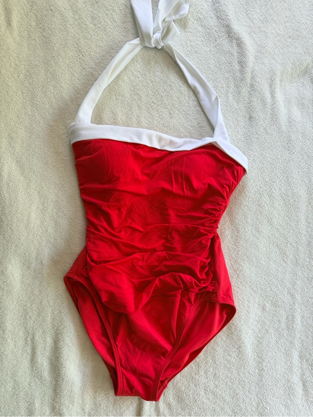 LAUREN Ralph Lauren Red & White Halter One-Piece Swimsuit Size 8 🌊✨ - Picture 3 of 6